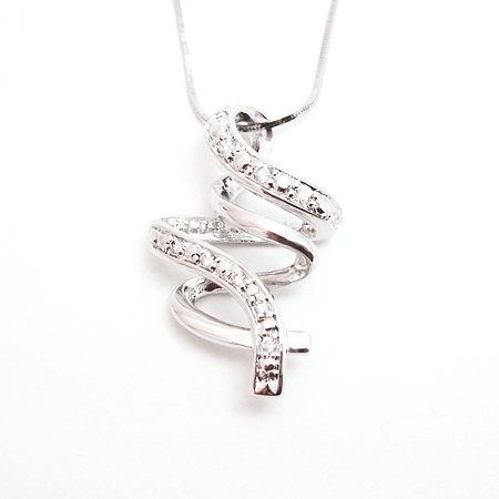 3D Abstract Swirl Pendant with Cubic Zirconias - Click Image to Close